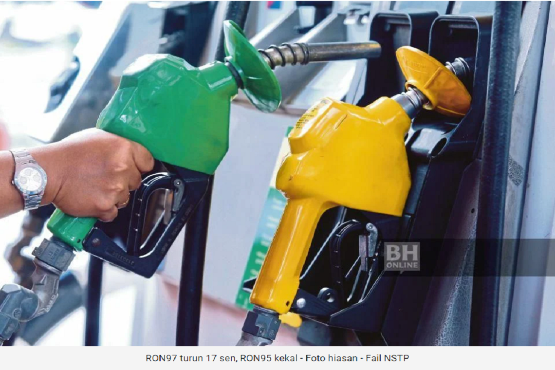 RON97 turun 17 sen, RON95 kekal