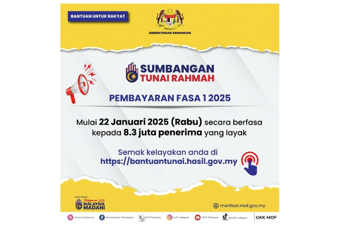 STR Fasa 1 RM2.3 Bilion Disalur Mulai Esok - MoF