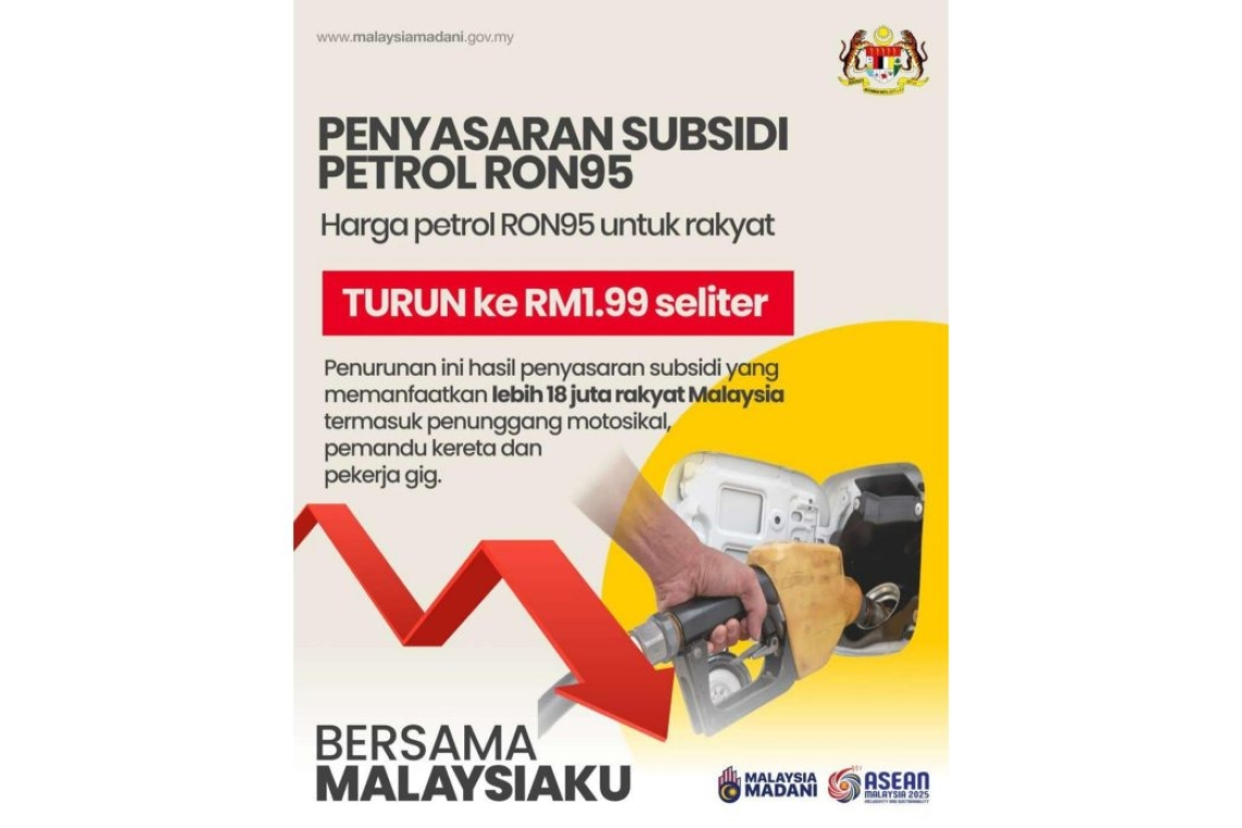 Harga RON95 Turun Kepada RM1.99 Seliter, Beri Manfaat 18 Juta Pemandu Kereta Dan Penunggang Motosikal - PM Anwar