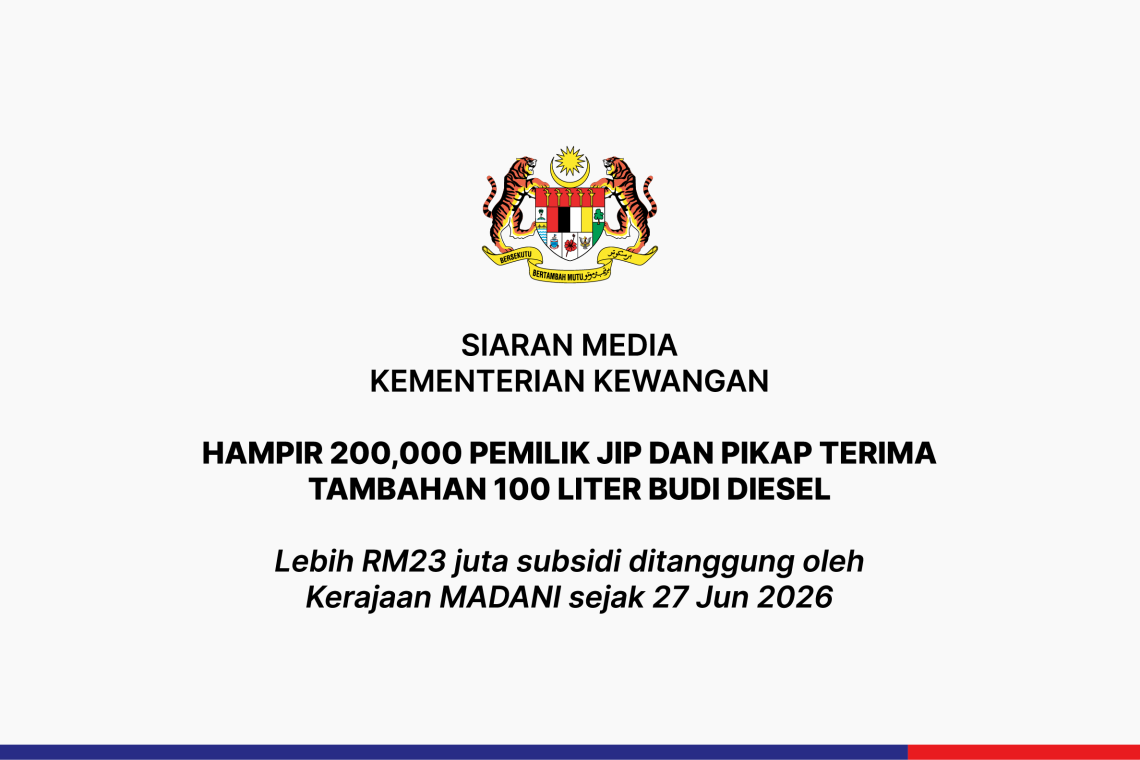 Hampir 200,000 Pemilik JIP Dan Pikap Terima Tambahan 100 Liter BUDI Diesel